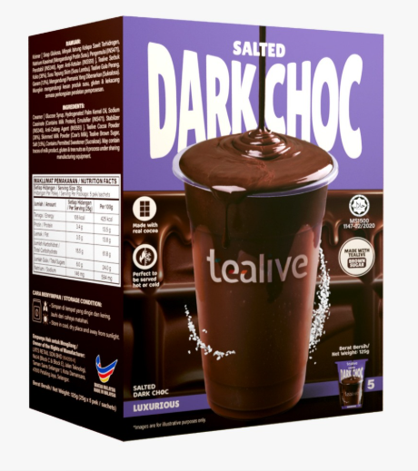 Tealive Salted Dark Choc 5s/25g 24 Box x 125g